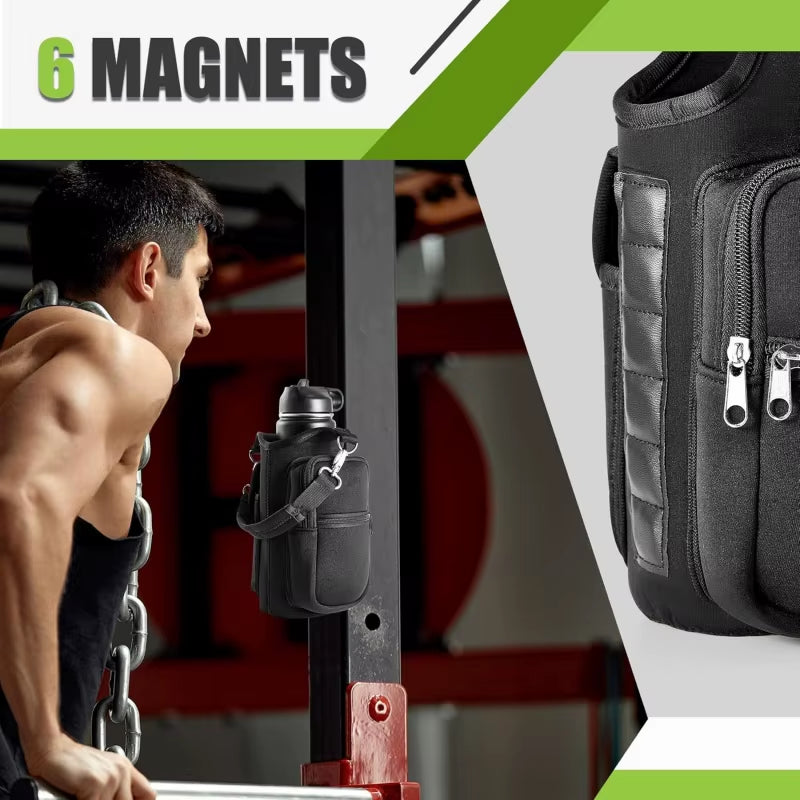 Magnetic Water Bottle Holder W/ Phone Pocket – Leak‑Proof, Durable & Portable