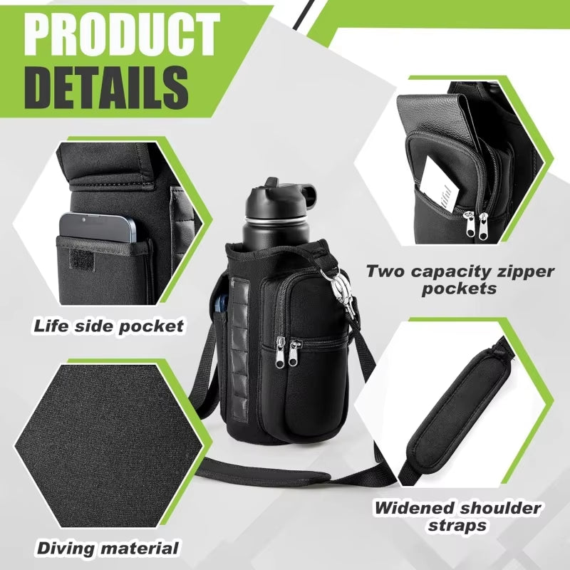 Magnetic Water Bottle Holder W/ Phone Pocket – Leak‑Proof, Durable & Portable